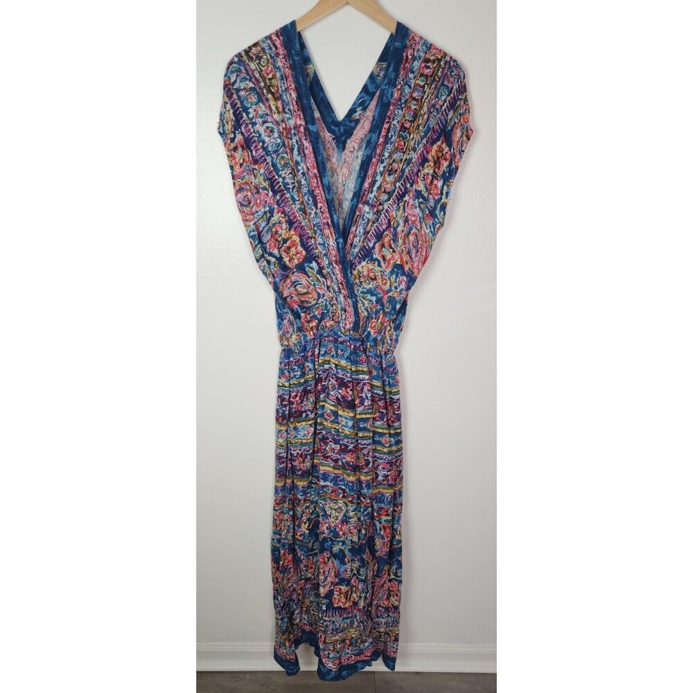 Vtg. Together! Women's Sz. 16 Tall Maxi Watercolor Print Sleeveless Dress